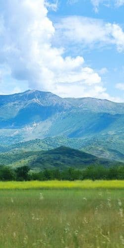 Vista de una montaña en primavera