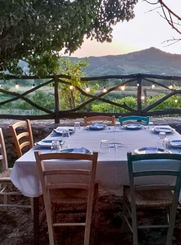 Vista de la montaña y los huertos del Agroturismo Fustanella